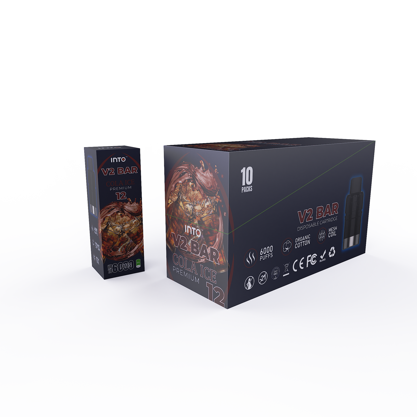 INTO V2 Bar Disposable Cartridge Middle Box 10 PACKS