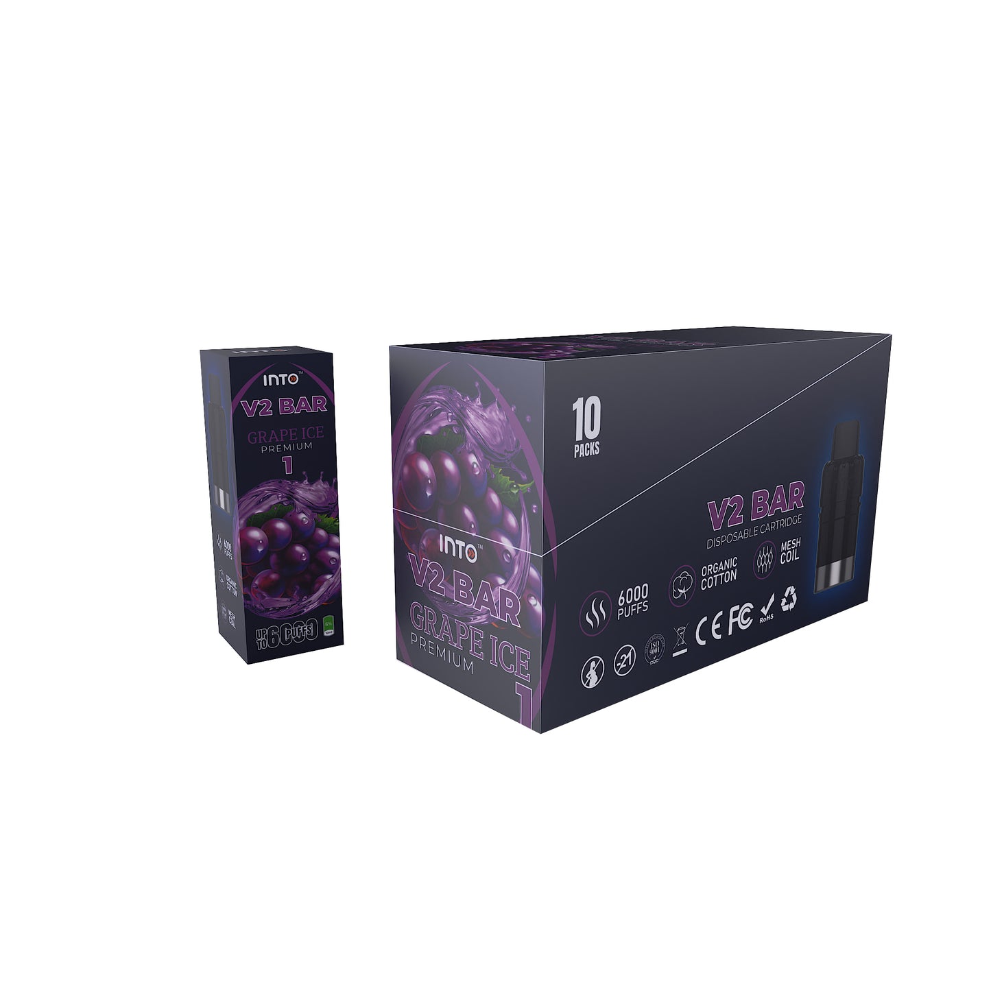INTO V2 Bar Disposable Cartridge Middle Box 10 PACKS
