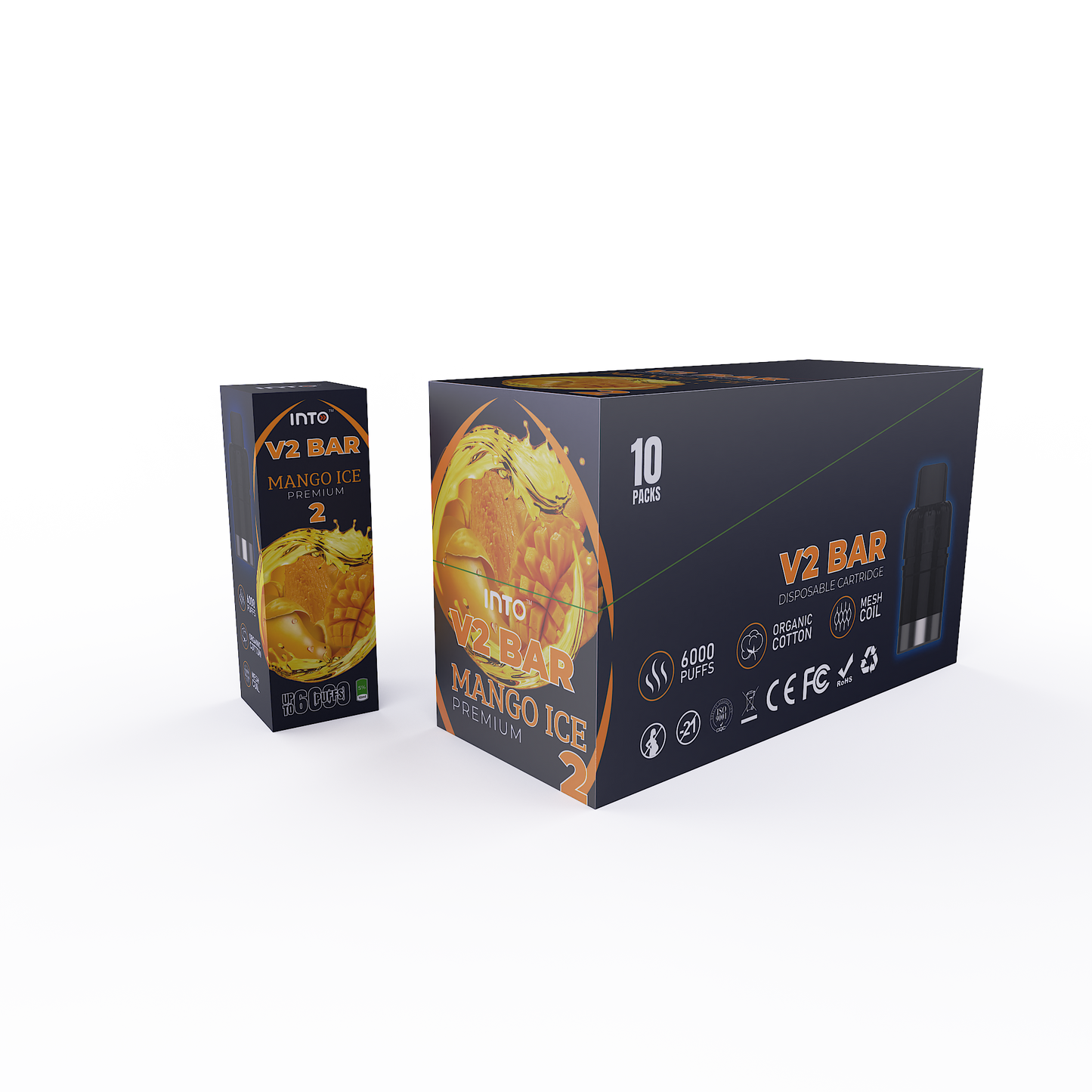 INTO V2 Bar Disposable Cartridge Middle Box 10 PACKS