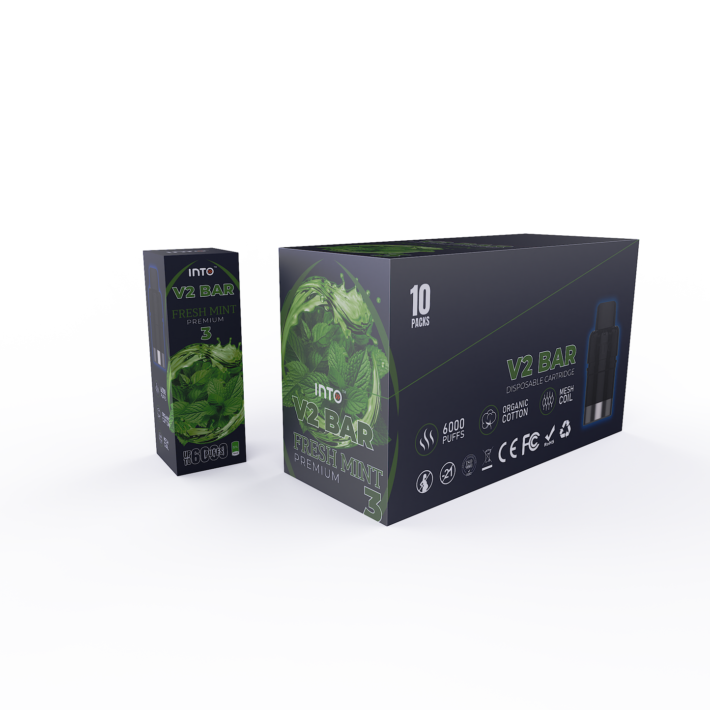 INTO V2 Bar Disposable Cartridge Middle Box 10 PACKS