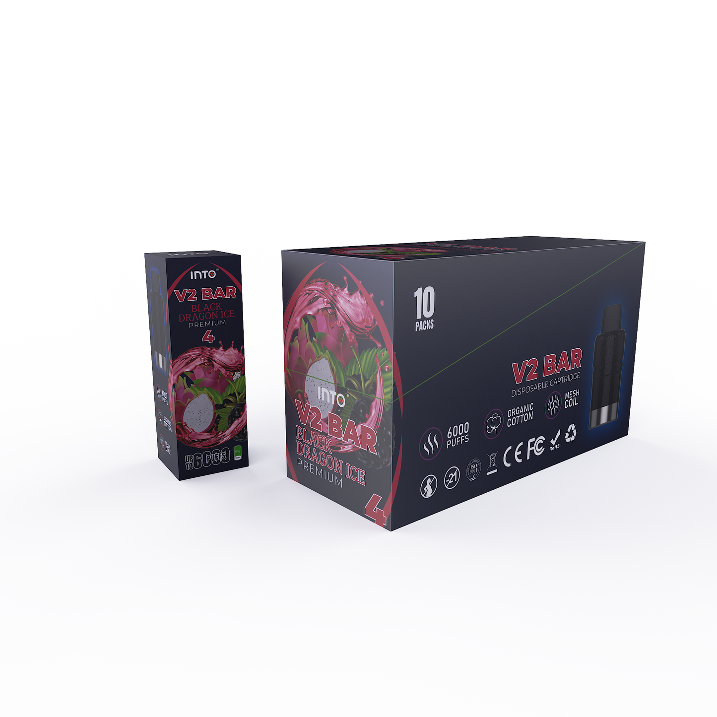 INTO V2 Bar Disposable Cartridge Middle Box 10 PACKS