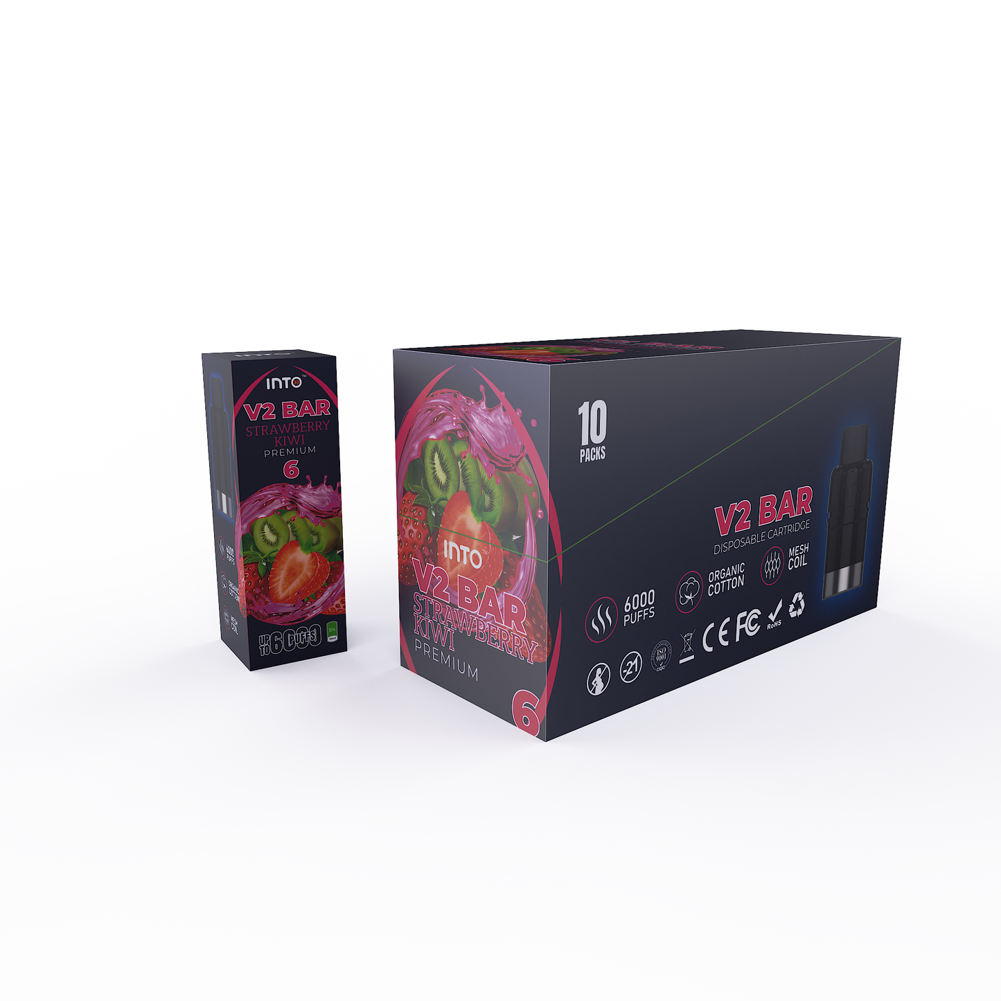 INTO V2 Bar Disposable Cartridge Middle Box 10 PACKS