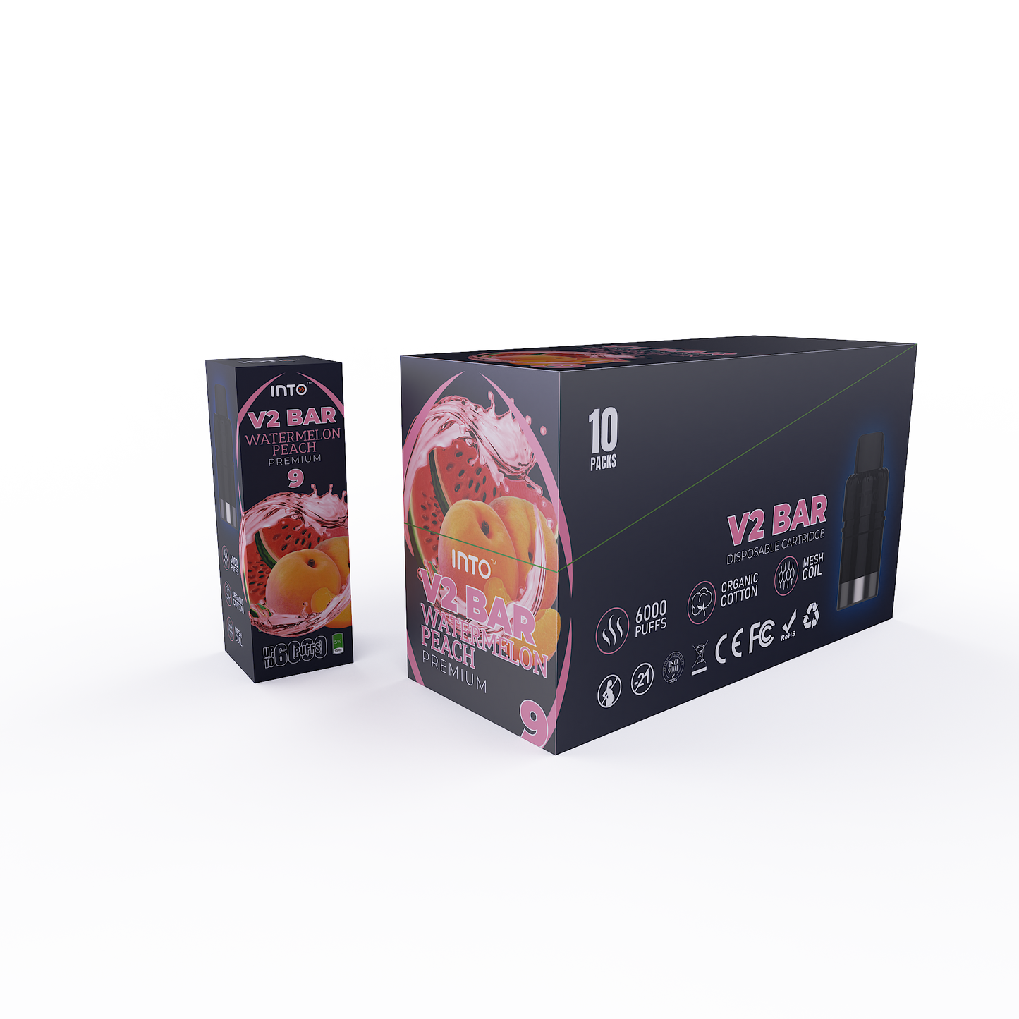INTO V2 Bar Disposable Cartridge Middle Box 10 PACKS