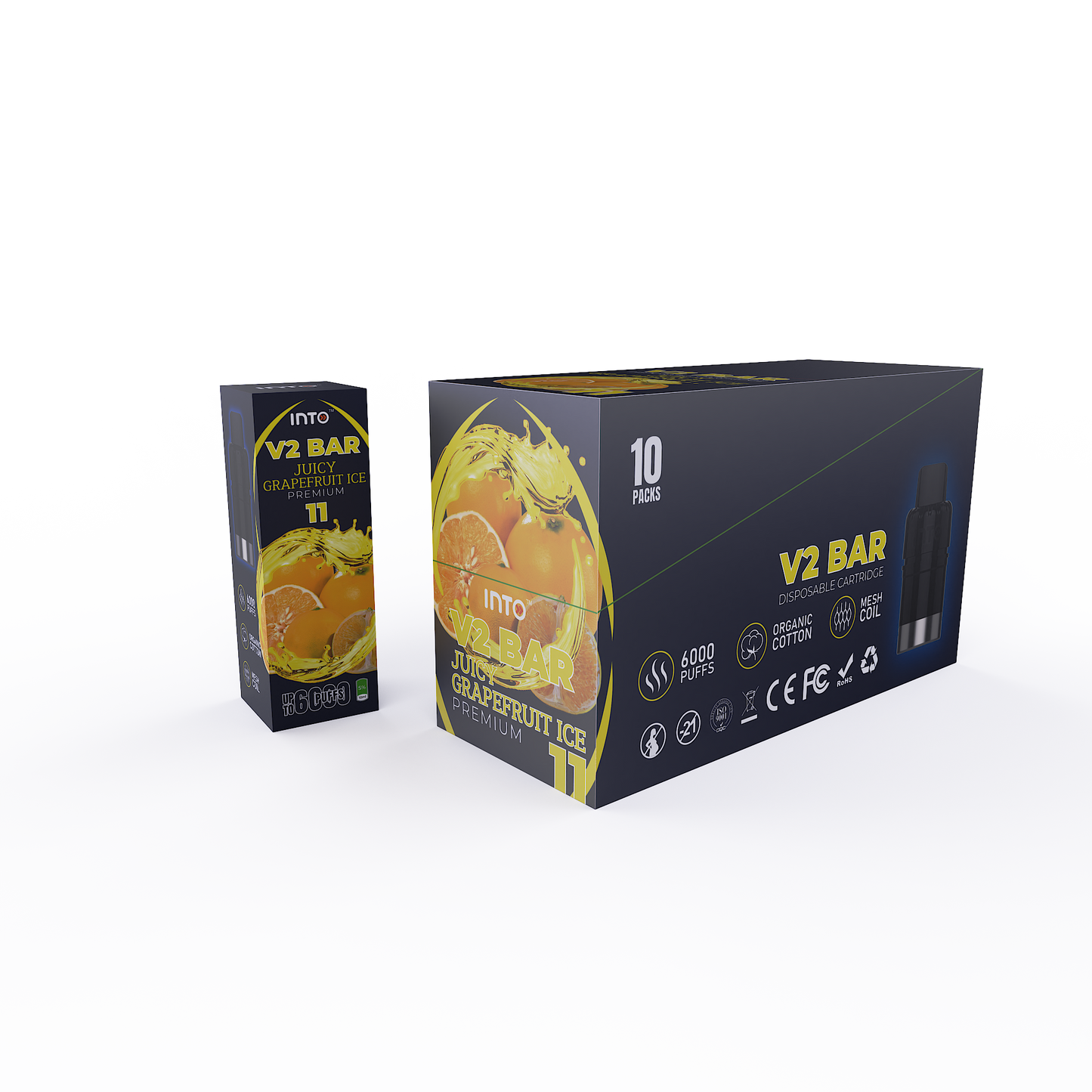 INTO V2 Bar Disposable Cartridge Middle Box 10 PACKS