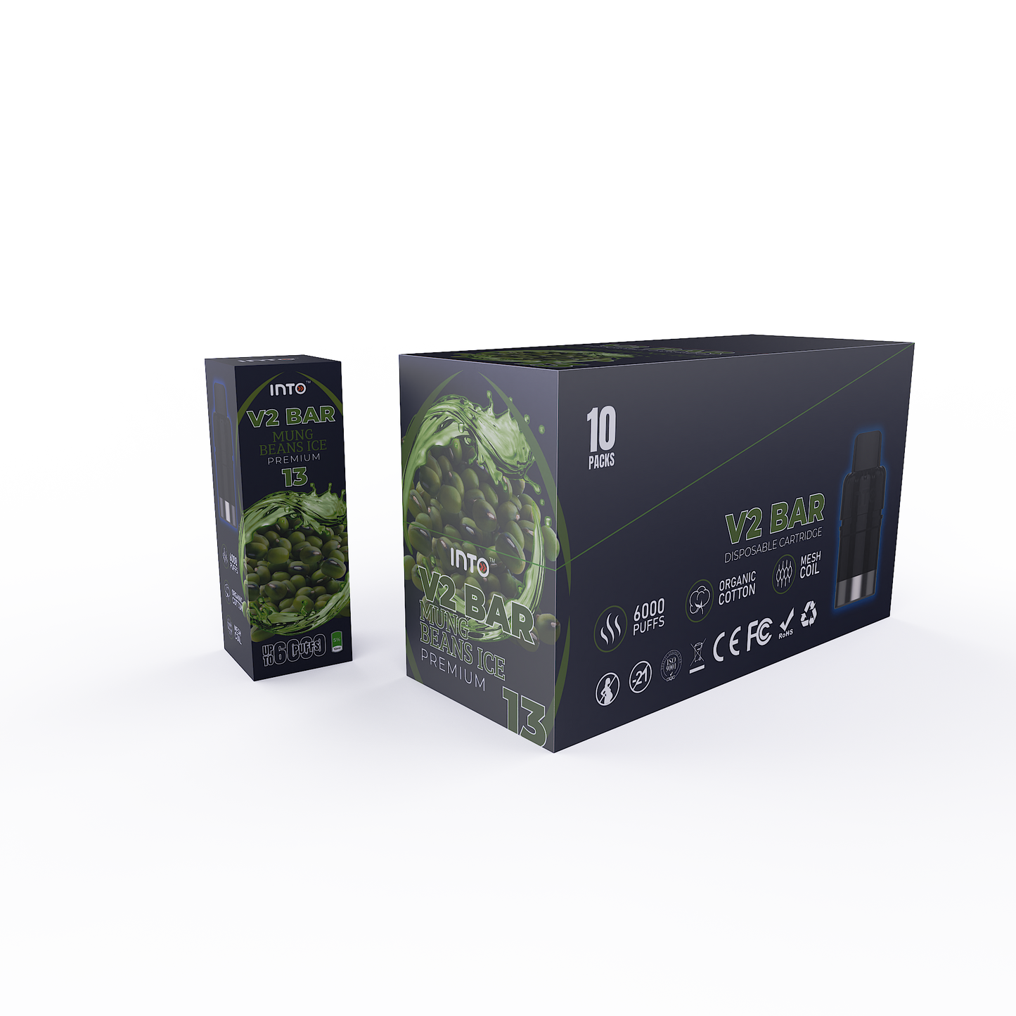 INTO V2 Bar Disposable Cartridge Middle Box 10 PACKS