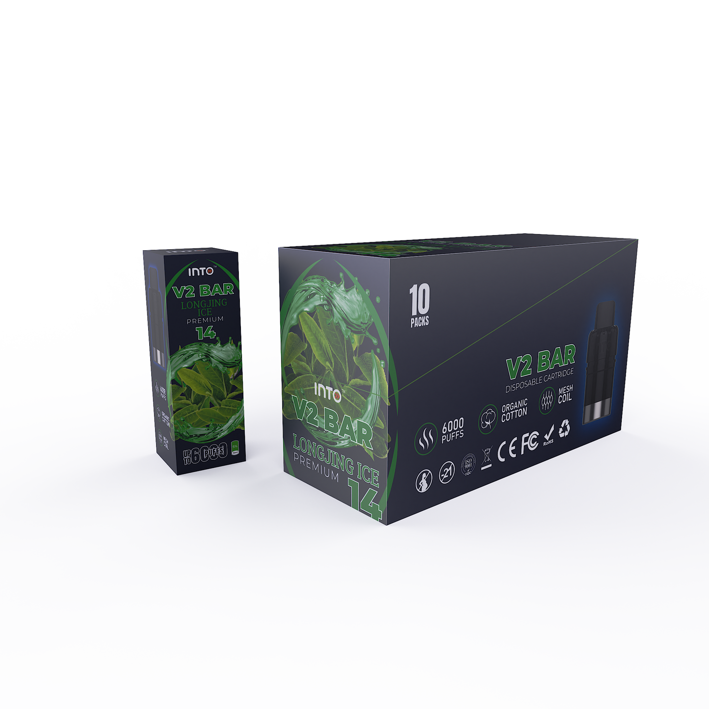 INTO V2 Bar Disposable Cartridge Middle Box 10 PACKS